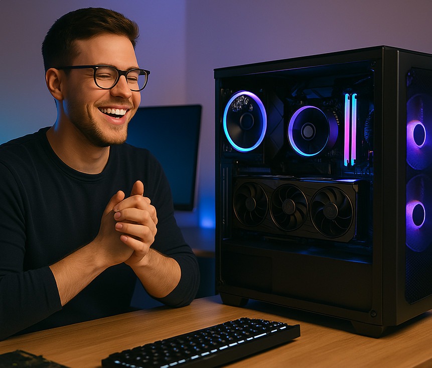 Un utilisateur heureux de son Pc monté sur mesure